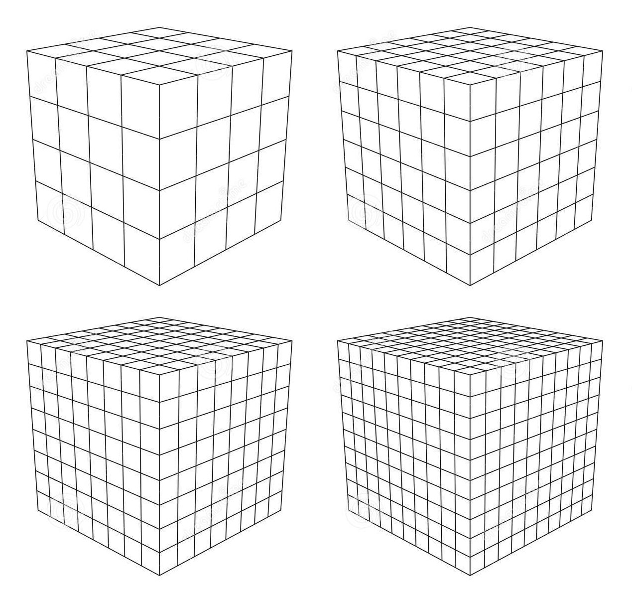 Different 3D mesh resolutions.